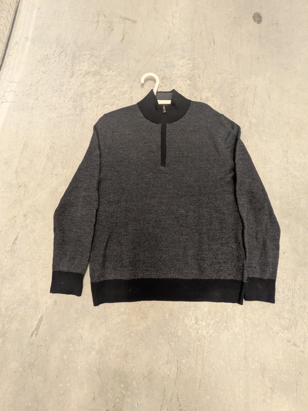 Brooks Brothers Black and Gray Zip-Neck Sweater